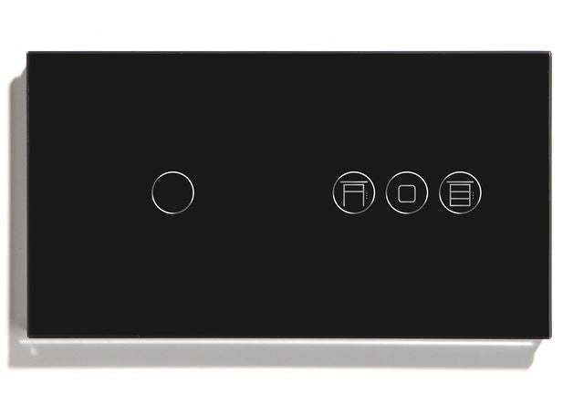 Panel de cristal para 2 módulos 1 encendido y control persianas táctil