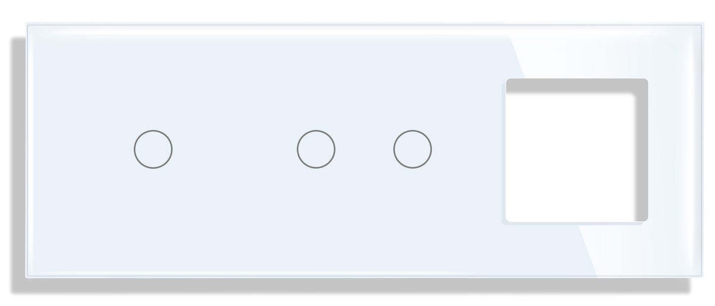 Panel cristal para interruptores táctiles tres encendidos un hueco
