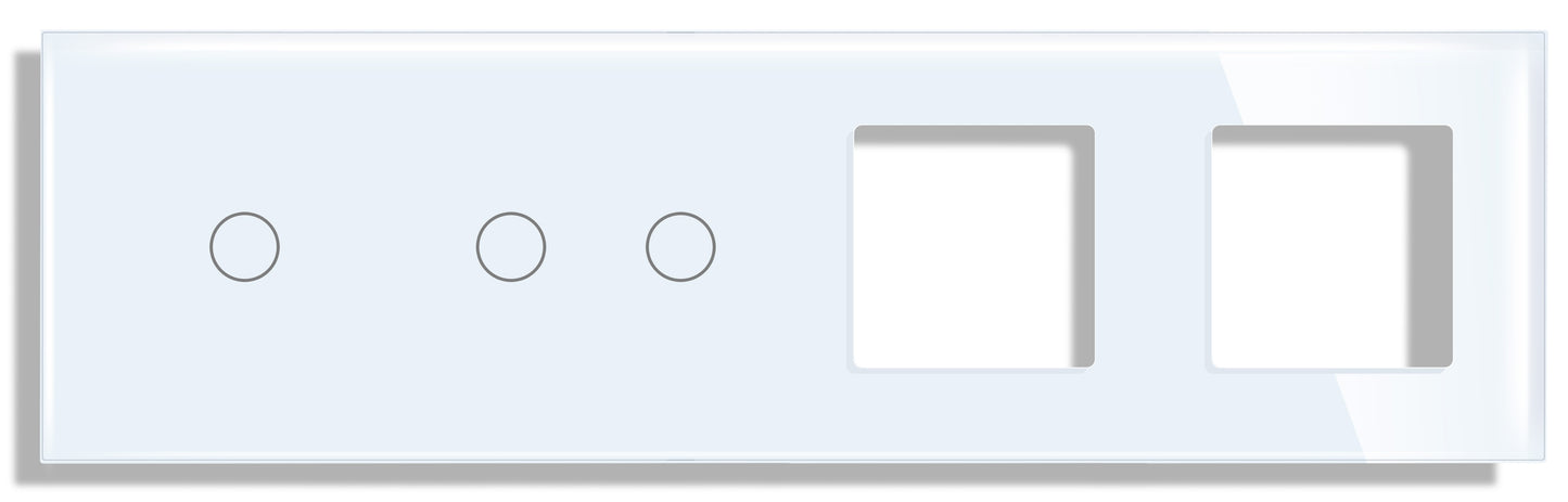 Panel cristal para interruptores táctiles tres encendidos dos huecos