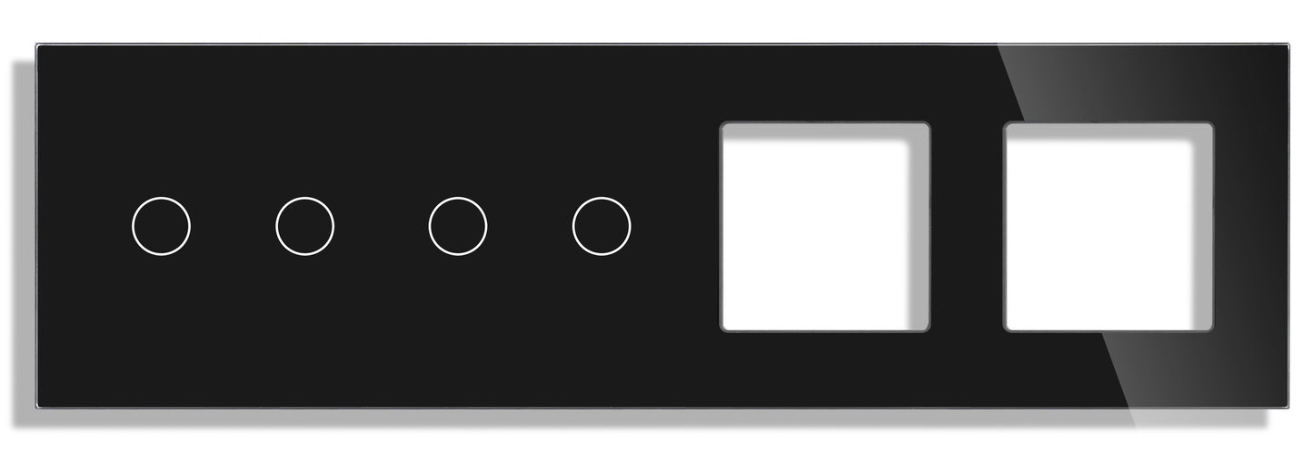 Panel cristal para interruptores táctiles cuatro encendidos dos huecos