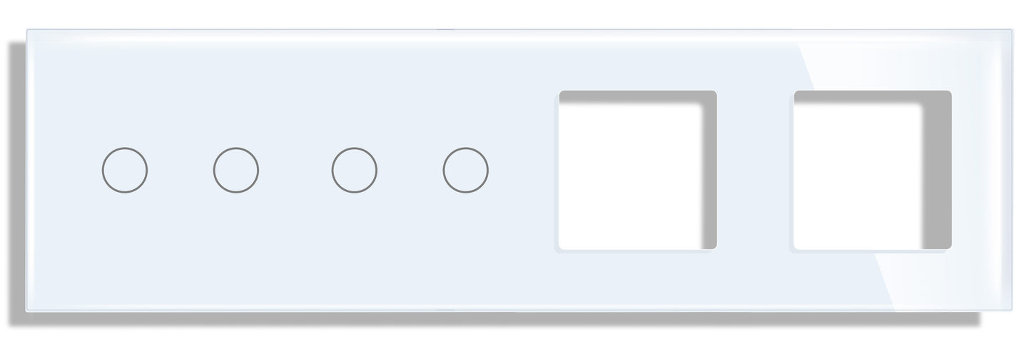 Panel cristal para interruptores táctiles cuatro encendidos dos huecos