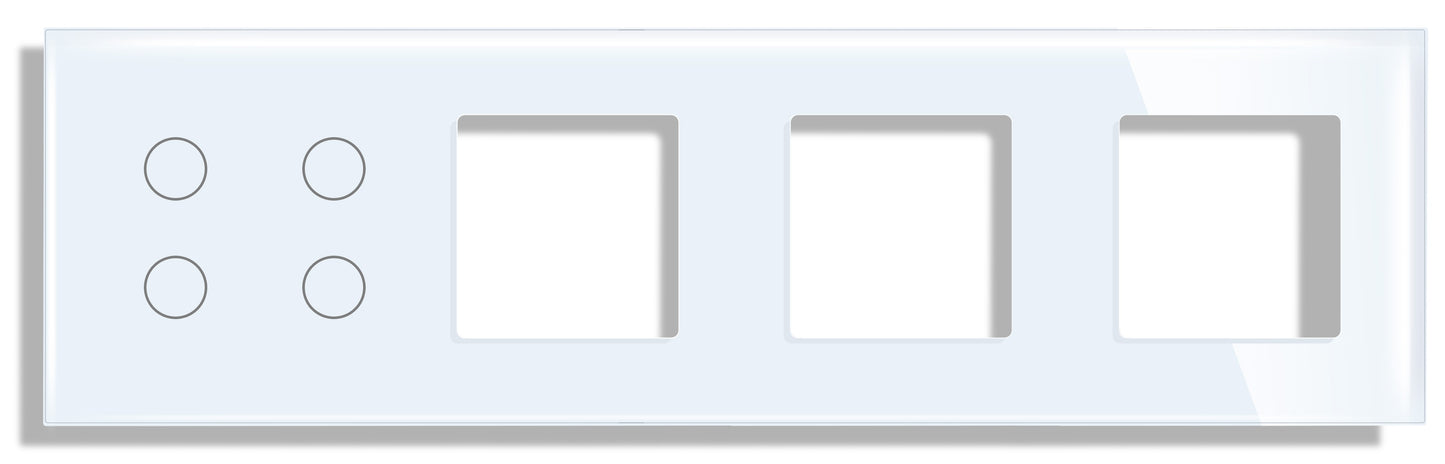 Panel cristal para interruptores táctiles cuatro encendidos tres huecos
