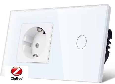 Interruptor táctil simple o doble Zigbee con enchufe